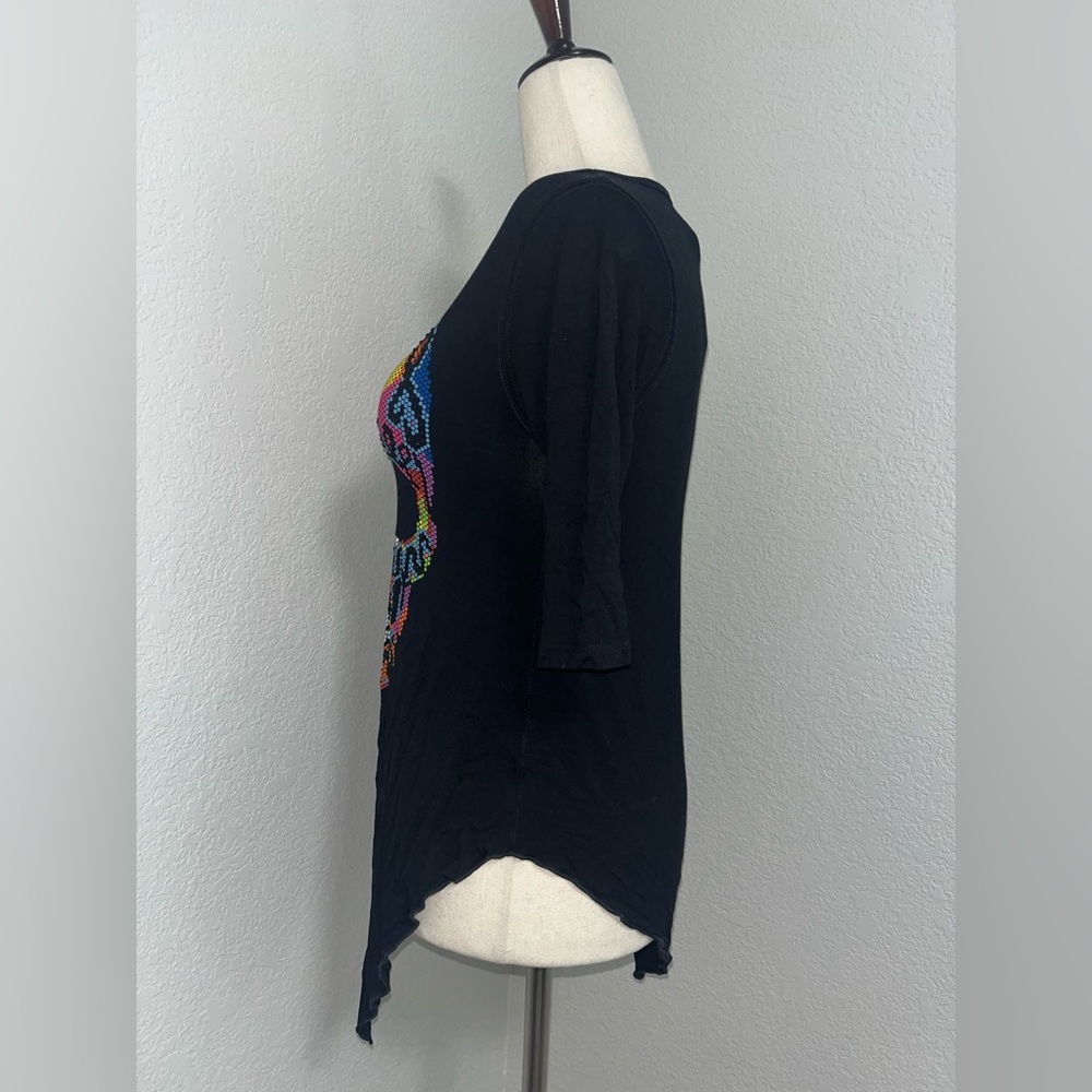 Ay Guey Black MultiColor Skull Top - Picture 4 of 8